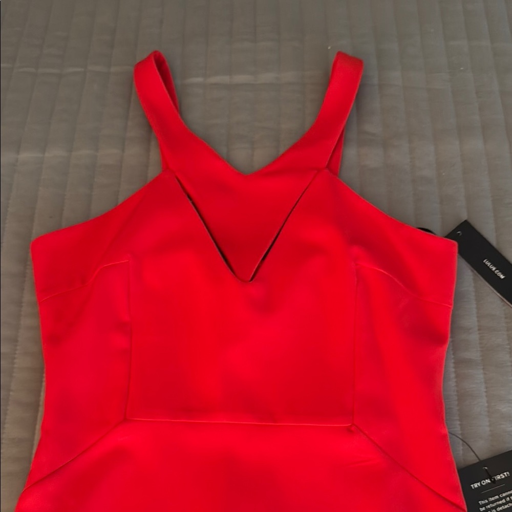 LuLus Red V-Neck Bodycon Dress - Picture 2 of 8